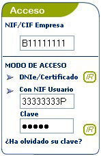 Acceso mediante NIF usuario/Clave 